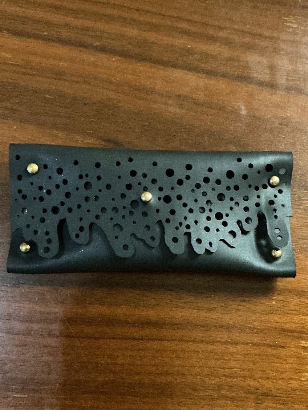 Artisan Made Vegan Leather Card Case with Gold Studs